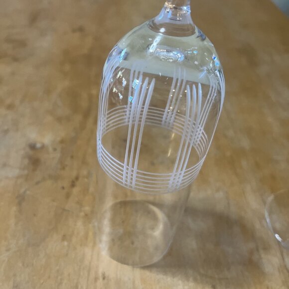 2 Etched Plaid Crystal Flute Glass Signed Like The Ralph Lauren Randolph Design - Picture 7 of 7